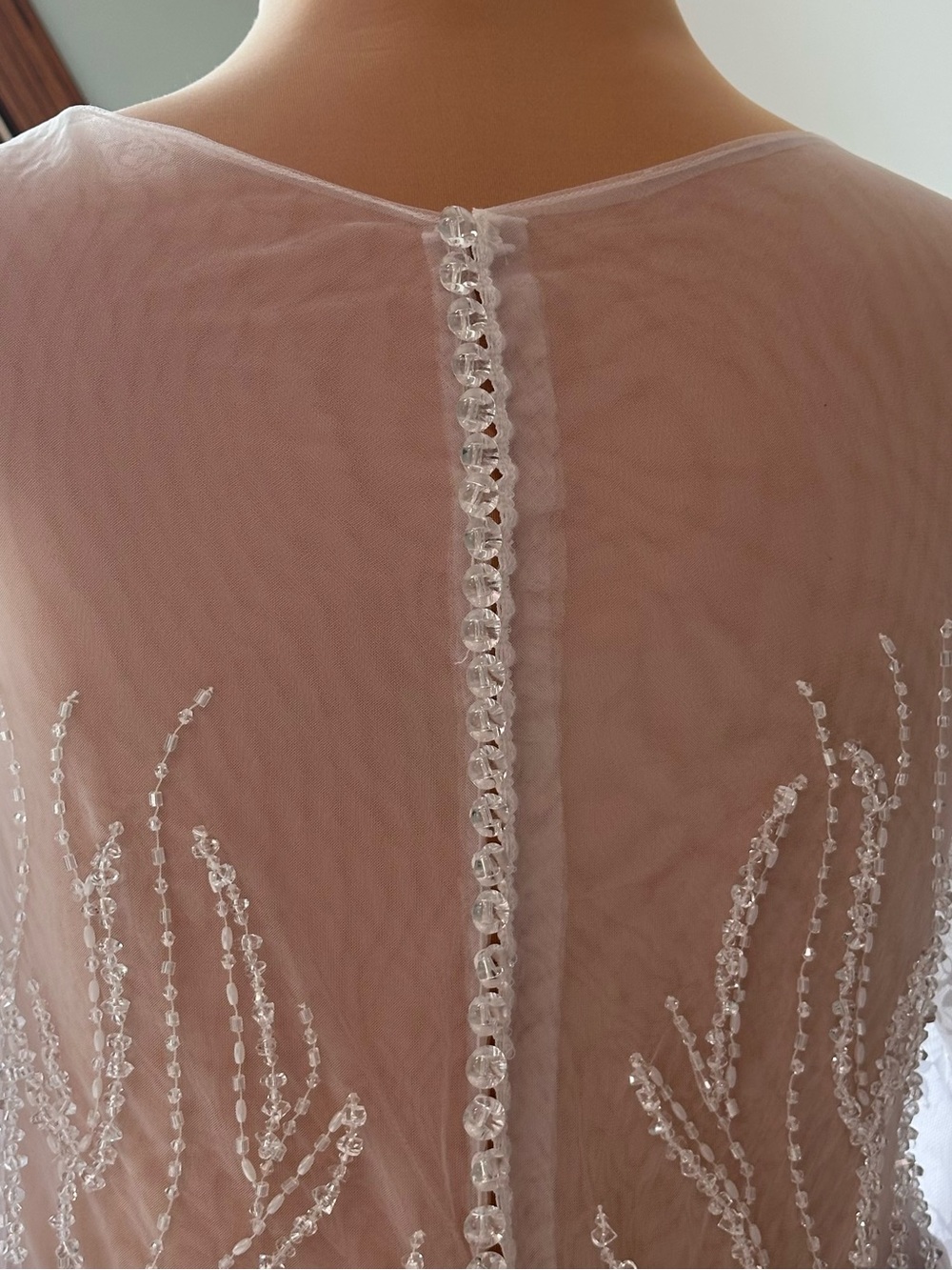 NWOT White Beaded Lace Wedding Dress Long Sleeve Mermaid Gown Sheer Back Train - Picture 9 of 14